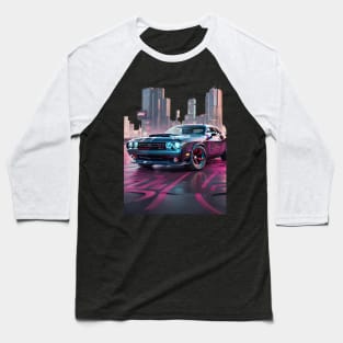 Dodge Challenger Cyberpunk Baseball T-Shirt